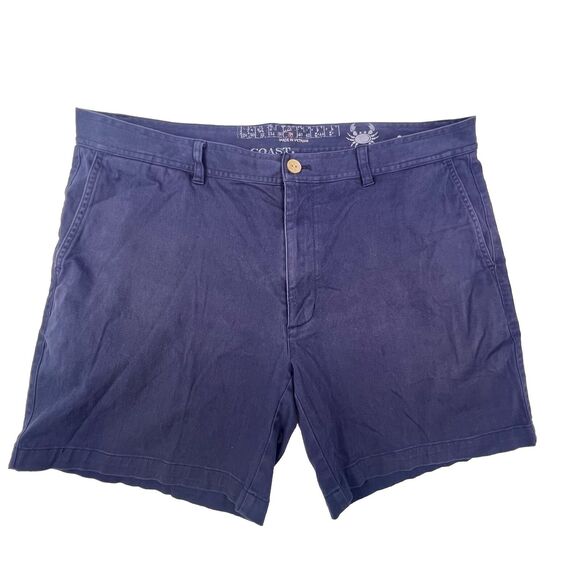 Coast Dock Shorts Men’s 38 Navy Blue Flat Front Chino Boating Fishing Nautical - Picture 1 of 15